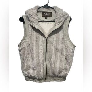 YMI Vintage Faux Fur Vest Hooded Size Large